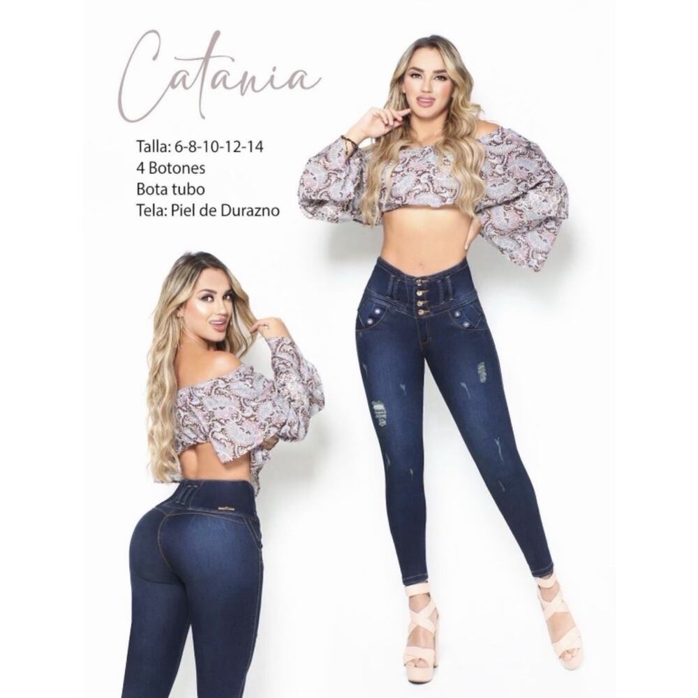 Tummy Control Colombian Jeans Butt‎ Lift Size 6 Multi-Button Skinny